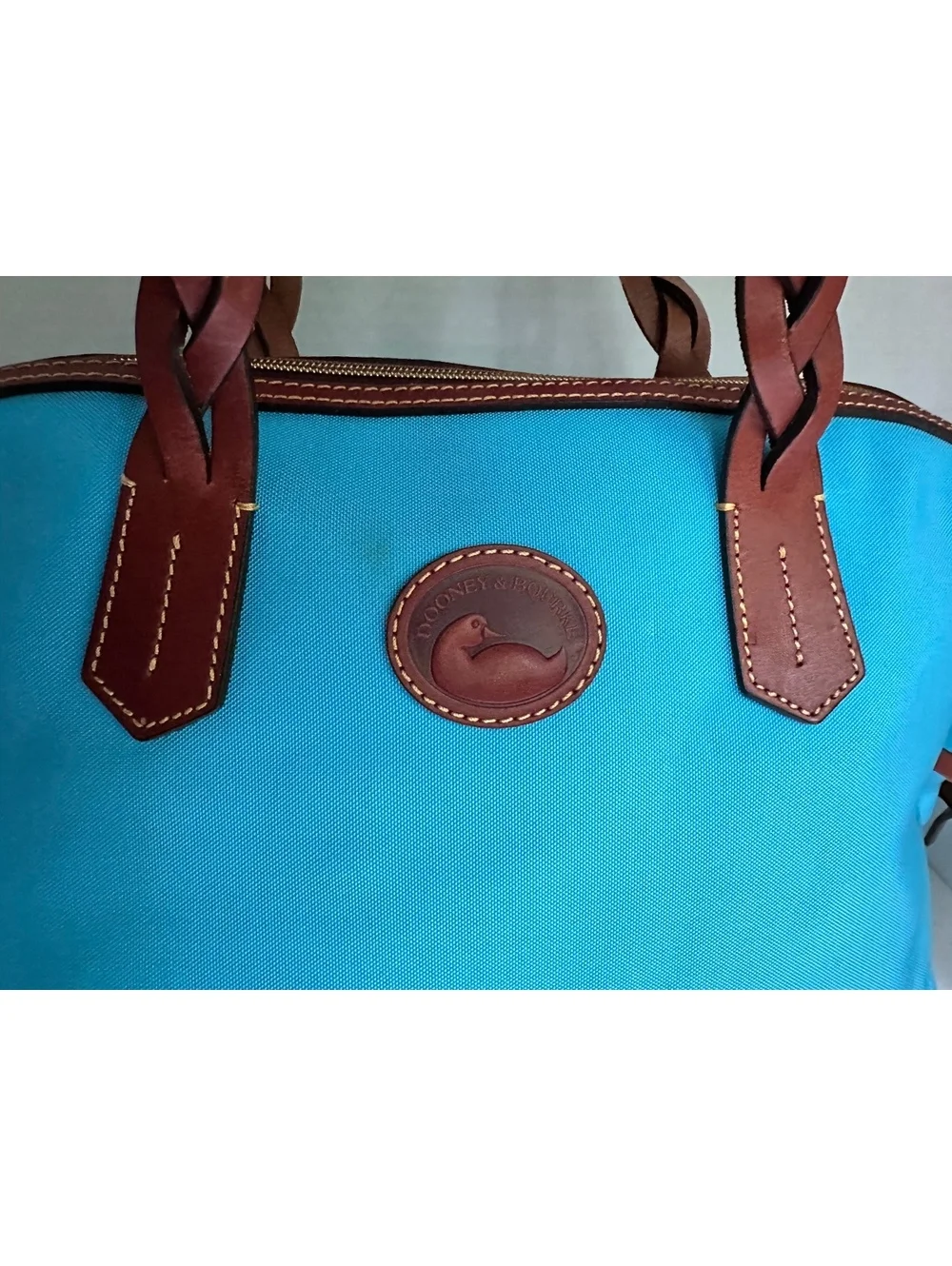 Dooney & Bourke Authentic Large Turquoise Blue Canvas Satchel